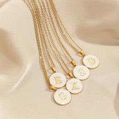 Enamel Initial Letter Pendant Necklace Fashion Jewelry for Women Girls