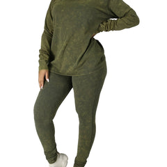 Tie Dye 2 pc Set Long Sleeve Crew Neck T-shirt & Slim Pants Outfit