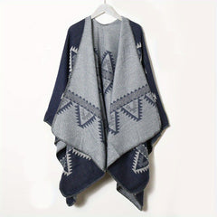 Vintage Geometric Jacquard Large Shawl Cashmere Wrap