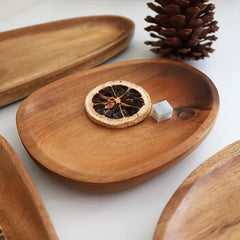 Irregular Oval Wood Dinner Plate Multifunctional Tray Decorative Snack Plate