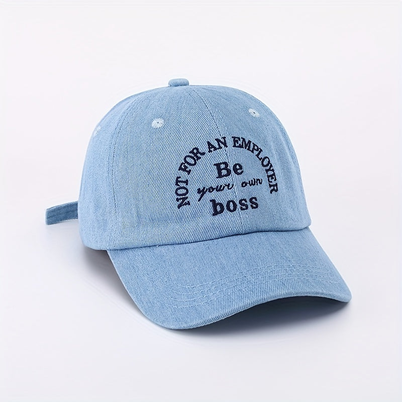 Washed Denim Peaked Cap Letter Pattern Sun Hat Baseball Cap