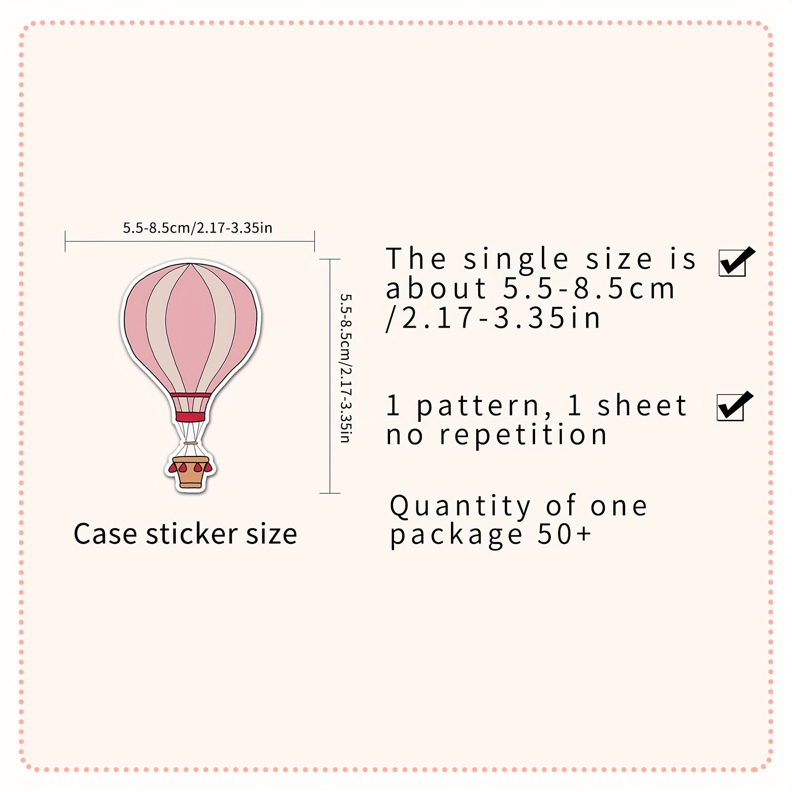 50 Colorful Hot Air Balloon Stickers for Water Bottles & Laptops