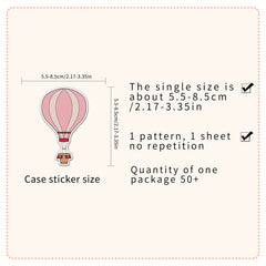 50 Colorful Hot Air Balloon Stickers for Water Bottles & Laptops