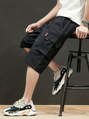 Men's Cotton Cargo Shorts with Ribbon Flap Pocket