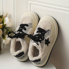 Casual Star Decor Lace Up Skateboard Shoes For Girls