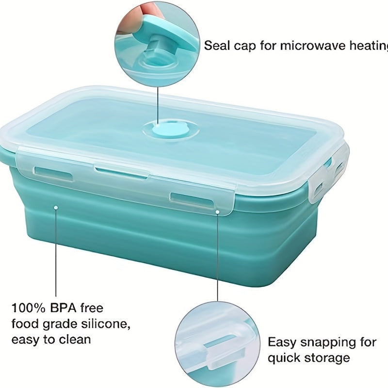 Leakproof Square Foldable Bento Box Set with Belt Clip Cover