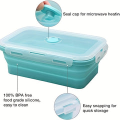 Leakproof Square Foldable Bento Box Set with Belt Clip Cover