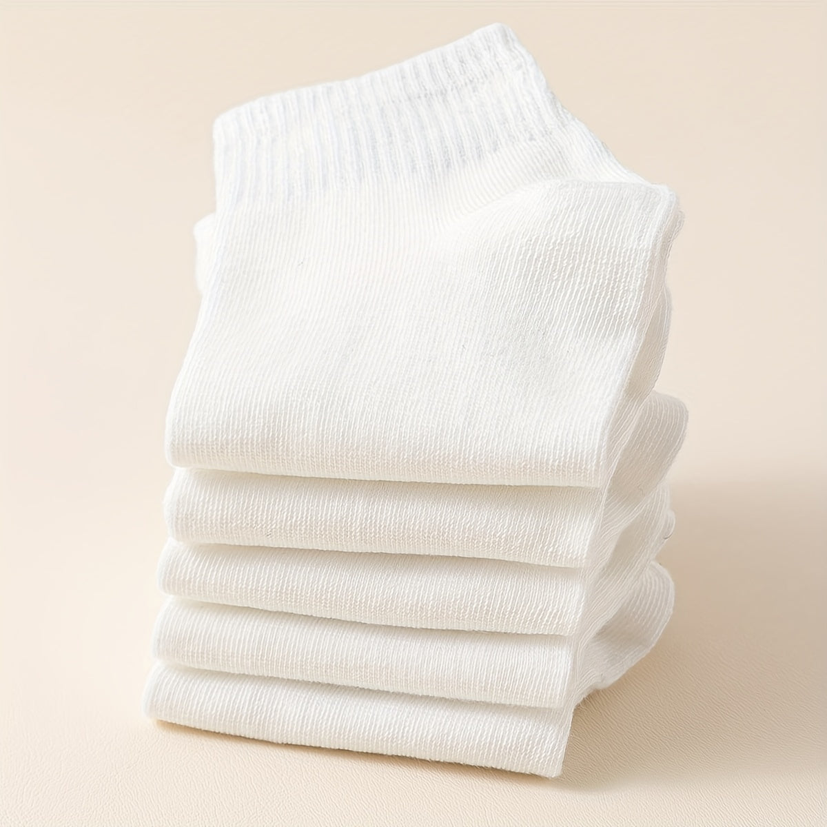 5 Pairs Solid Crew Socks for Women