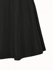 Gothic Skirt Solid Shirred Lace Up High Rise A line Maxi