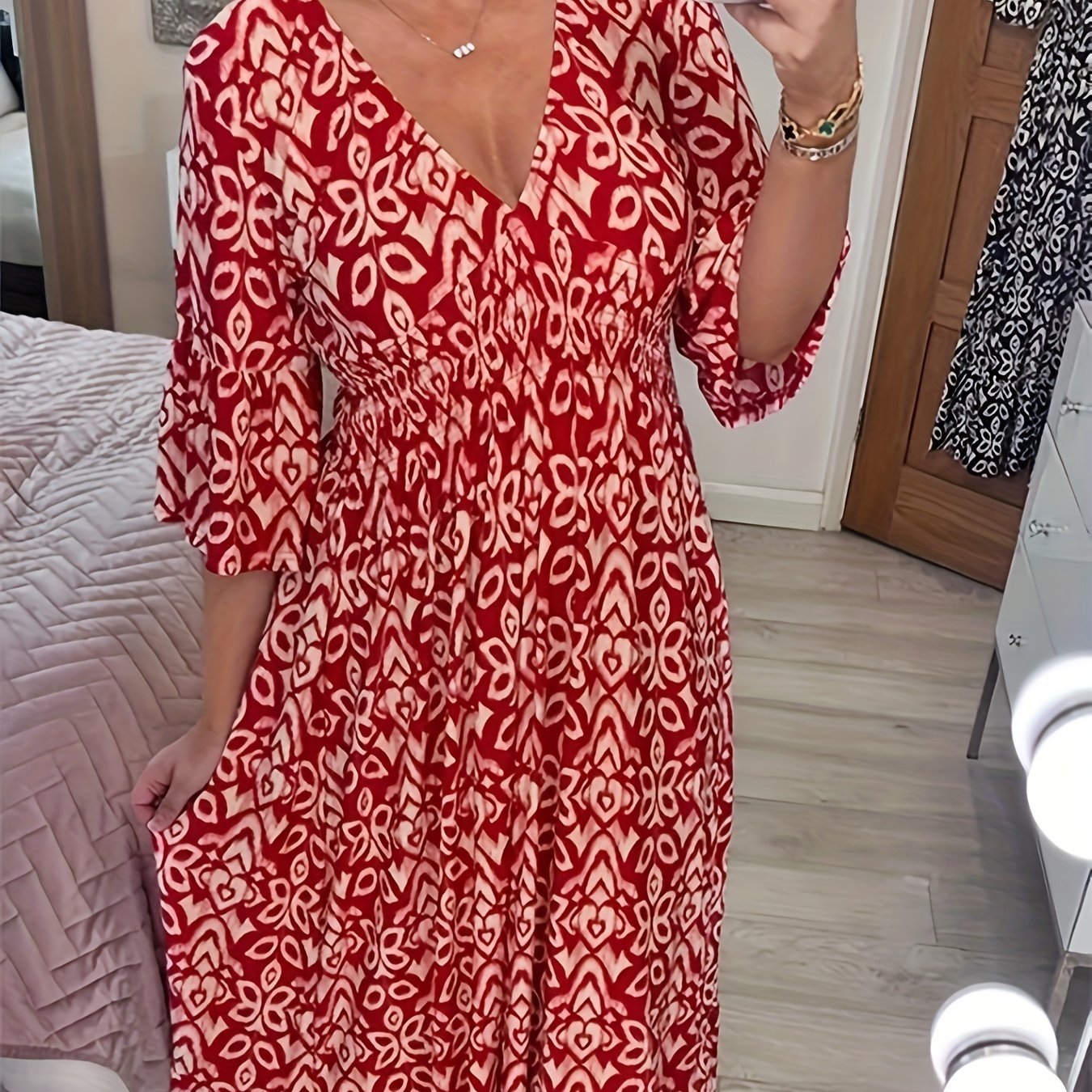 Floral Print V Neck Maxi Dress Plus Size