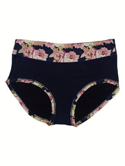 4 Pack Women's Plus Size Soft Floral Trim Briefs Set