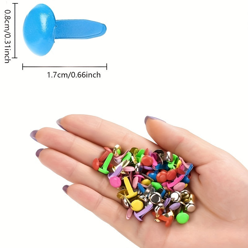 100pcs Mini Metal Brads Fasteners for Paper Crafts Mixed Colors