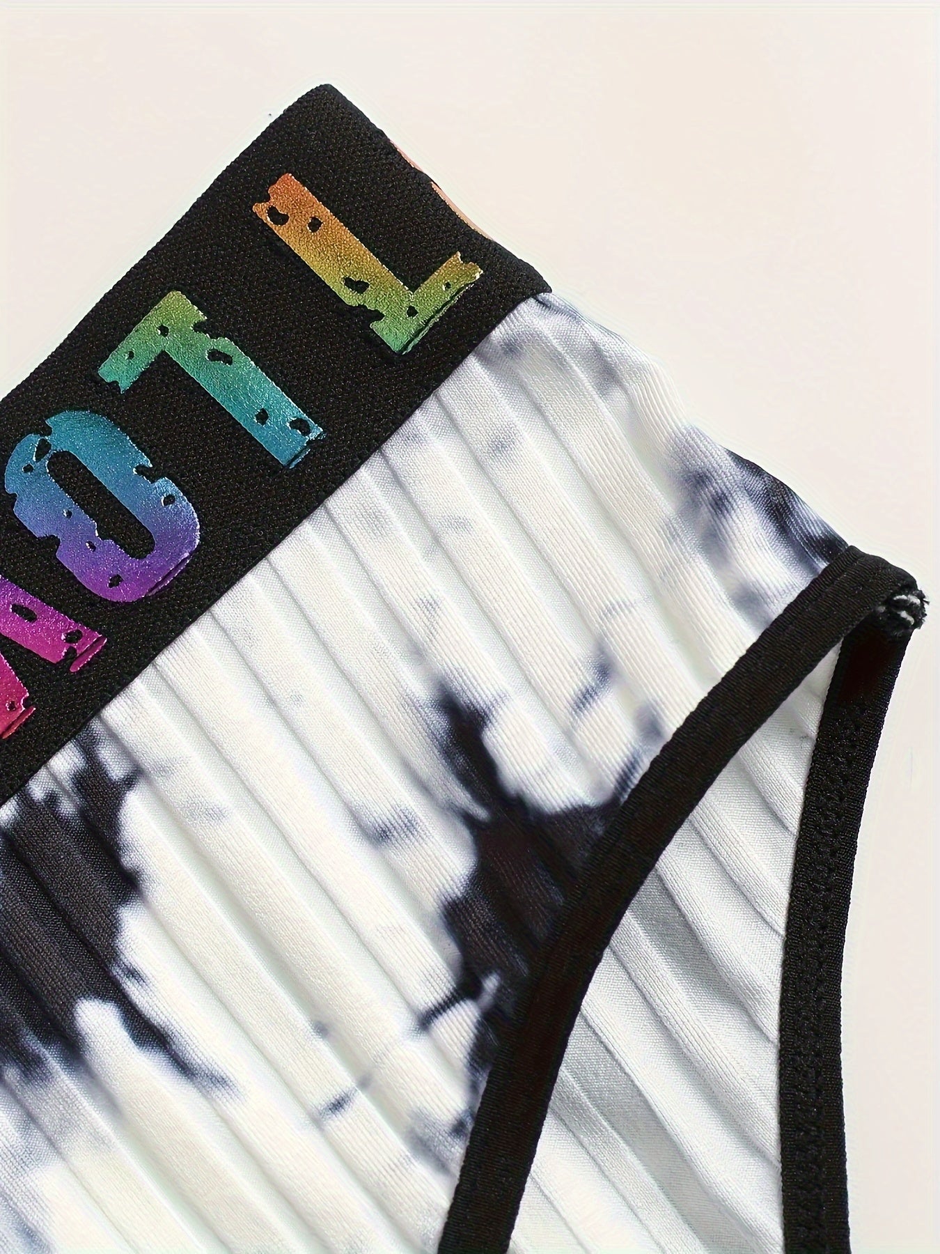 Tie Dye Letter Tape Bra & Panty Set