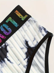 Tie Dye Letter Tape Bra & Panty Set