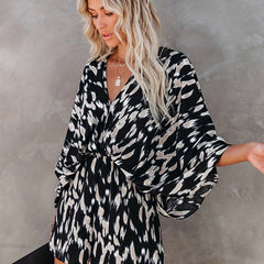 Leopard Print Romper Jumpsuit V Neck Elastic Waist Romper Women's Clothing