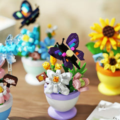 DIY Puzzle Bricks Garden Bouquet Building Set - Rose & Sunflower Deco