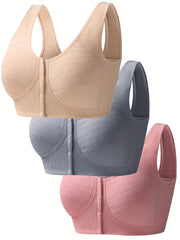 Wireless Push Up Bra with Front Buckle Closure