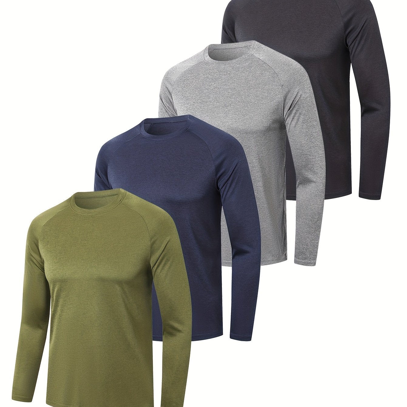 4 Pcs Men's Compression T-shirts Crew Neck Quick Drying Fitness Training