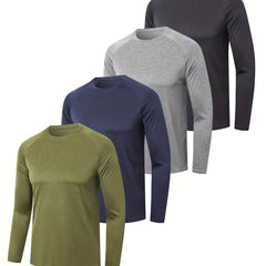 4 Pcs Men's Compression T-shirts Crew Neck Quick Drying Fitness Training