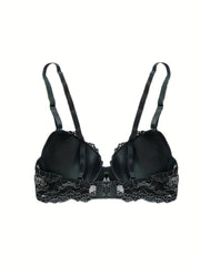 Contrast Lace Push Up Bra Women's Intimates Lingerie