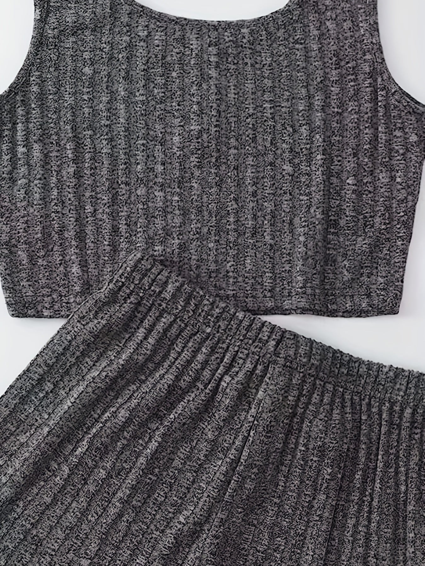 Ribbed Knit Tank Top & Shorts Set - Home Wear