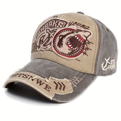 Casual Cotton Baseball Cap with Shark Embroidery