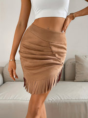 Tassel Beaded Bodycon Skirt for Women
