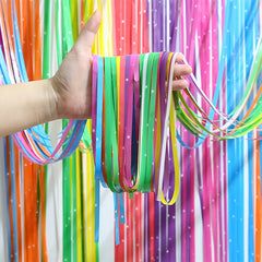 Macaron Rainbow Star Rain Silk Curtain Background Decoration