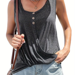 Sleeveless Button Decor Tank Top