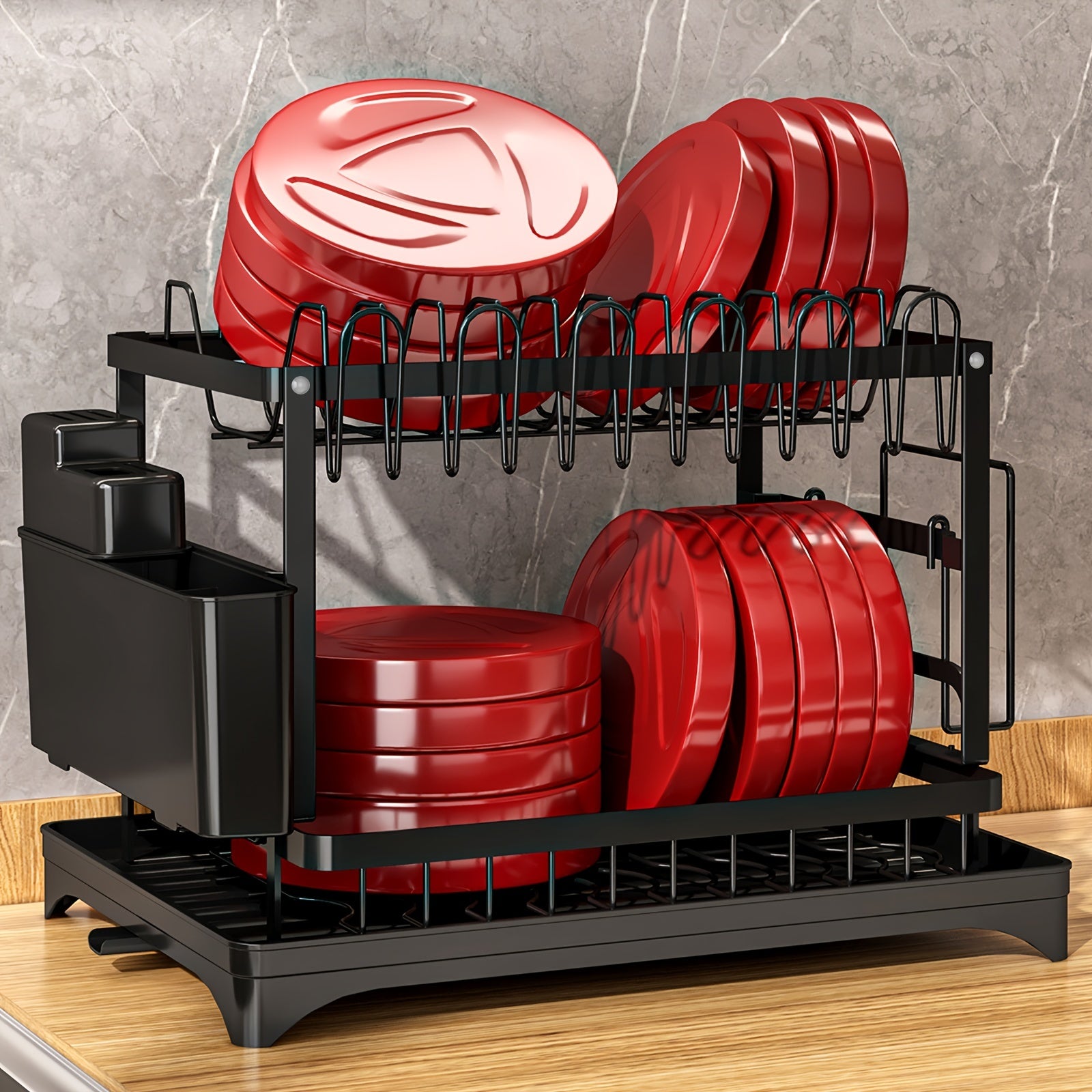 2 Tier Dish Drying Rack Rustproof Kitchen Dish Drying Rack With Drainboard