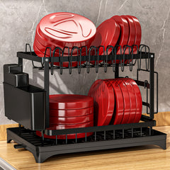 2 Tier Dish Drying Rack Rustproof Kitchen Dish Drying Rack With Drainboard