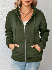Zip Up Hoodie Kangaroo Pocket Long Sleeve
