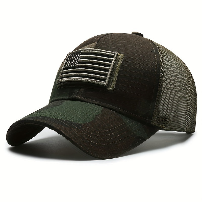 American Flag Camouflage Embroidered Baseball Cap Men's Outdoor Hat