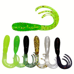 10pcs Artificial Roll Tail Worm Soft Baits 5.2inch Floating Fishing Lure Tackle