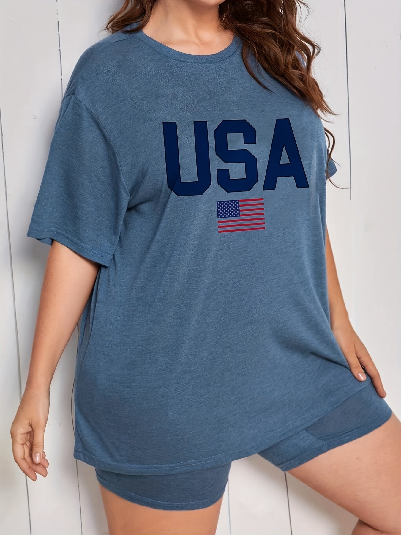 Independence Loungewear Set Women's Flag & Letter Print Pajama