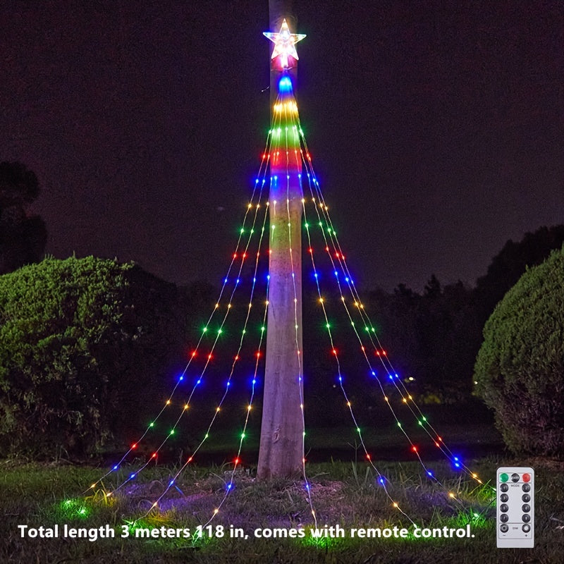 Christmas Waterfall Cone Tree Light LED With Star Topper 8 Modes
