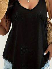Embroidered Lace Trim Tank Top