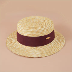 Flat Top Straw Hat Seaside Travel Sun Protection Sunshade Beach Hat