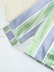Boys' Striped Pajama Set, Long Sleeve Button Down Top & Pants