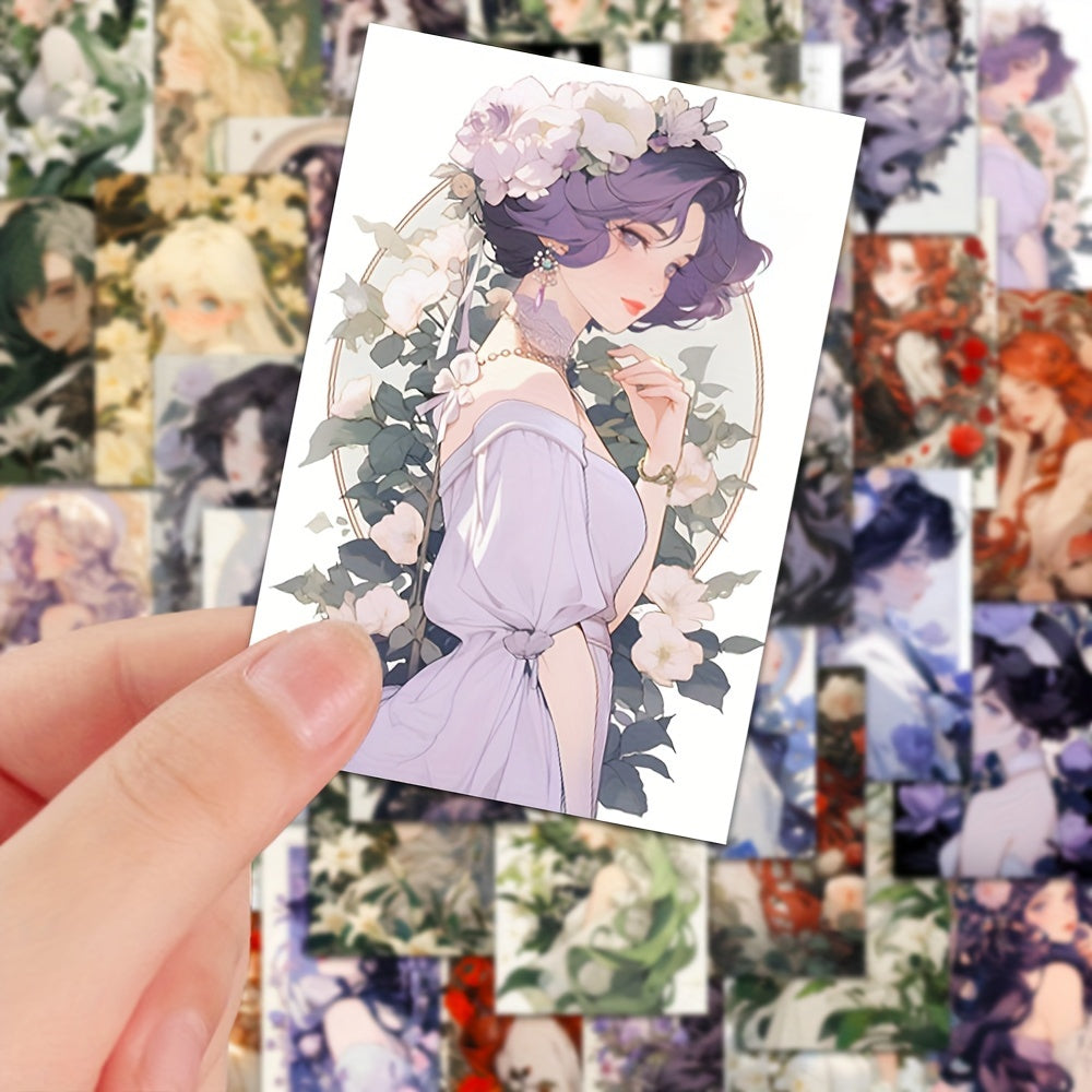 54pcs Anime Girls Waterproof Stickers Pack for Laptop Phone Luggage Notebook Bik