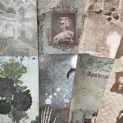 12pcs Vintage Halloween Scary Ghost Scrapbook Papers, Card Making DIY Crafts