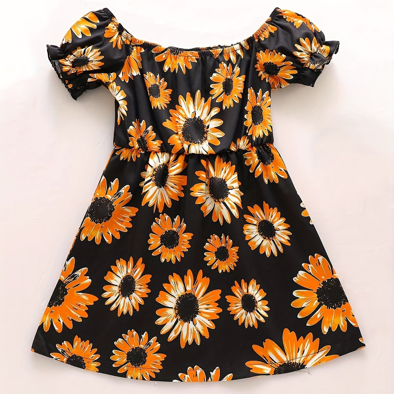 Toddler Girls Sunflower Princess Dress for Party Beach Vacation