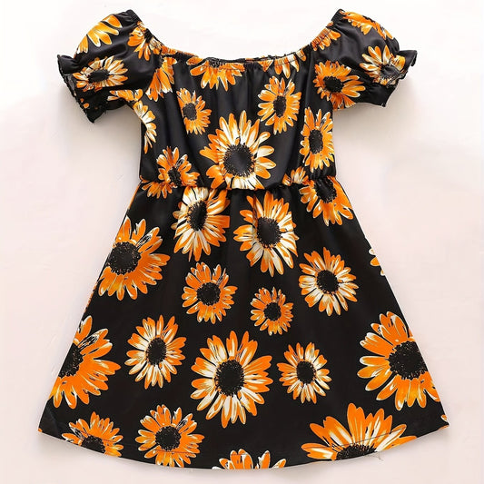 Toddler Girls Sunflower Princess Dress for Party Beach Vacation