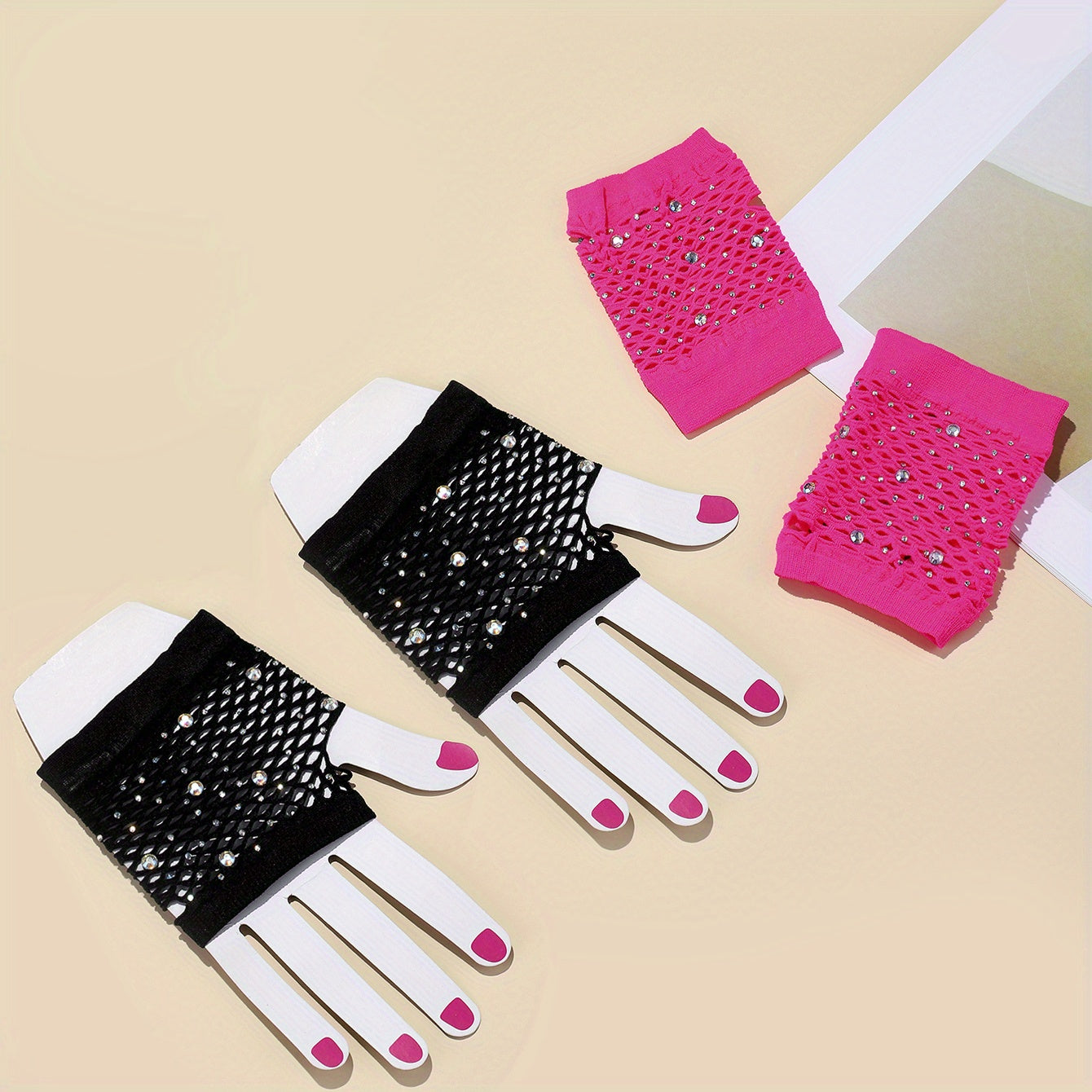 Short Fishnet Rhinestone Gloves - Stylish Gloves For Women