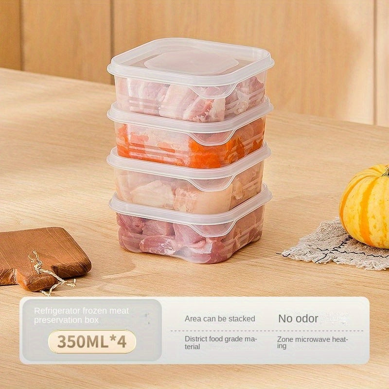 4pcs Clear Food Storage Box With Locking Lid Sealed Storage Baskets