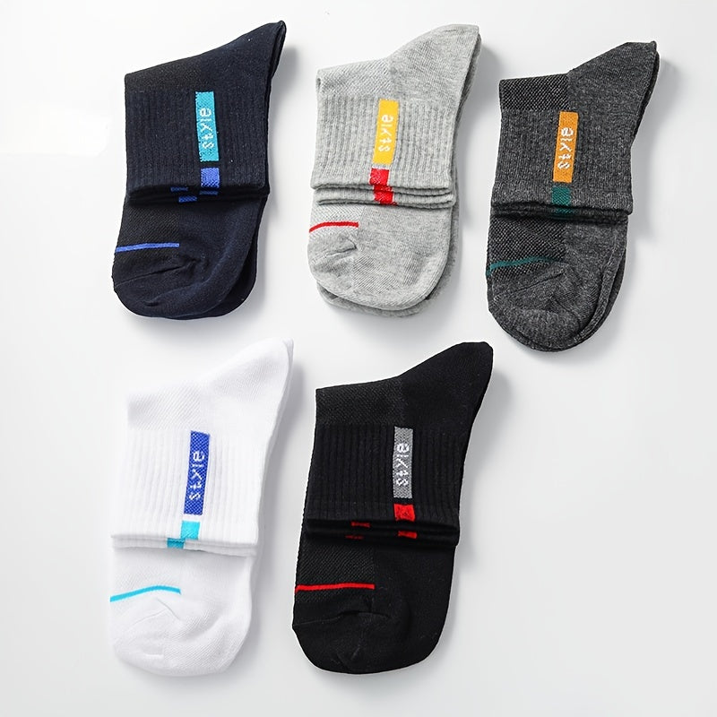 5 Pairs Men's Breathable Cotton Ankle Socks for Sports