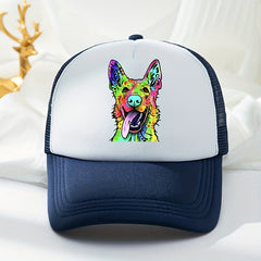 Y2K Rainbow Wolf Baseball Cap Mesh Trucker Dad Hat for Women