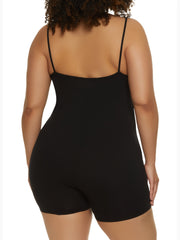 Casual Cami Romper Women's Plus Solid Round Neck