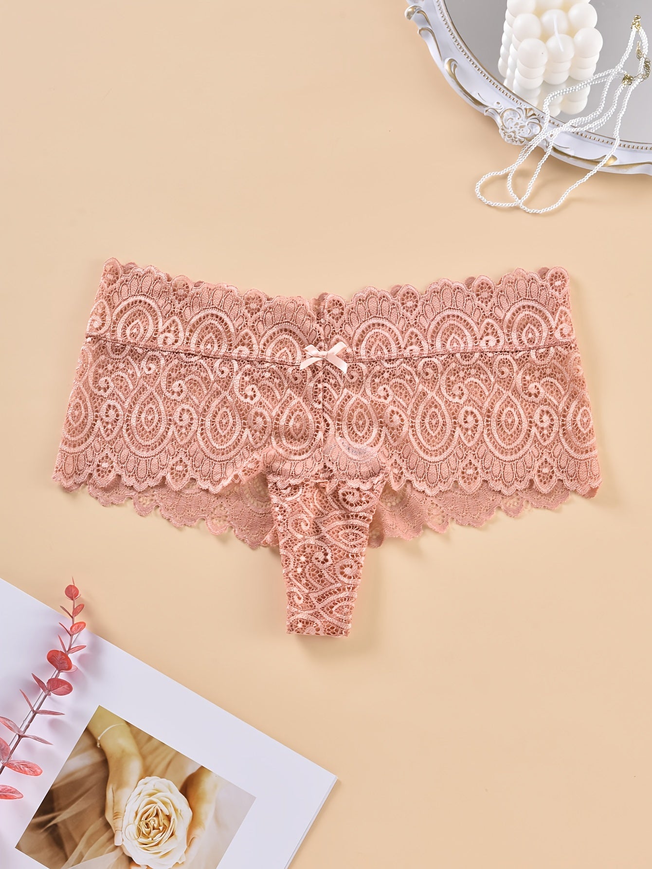 6 Pack Women's Plus Floral Lace Hipster Panties Set