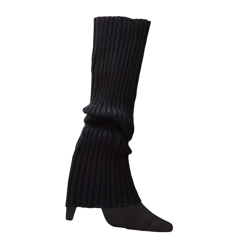 6 Pairs Rib Knit Leg Warmers Knee High Socks Women's Stockings